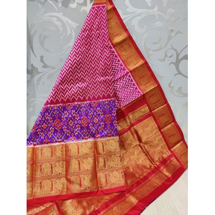 PSPHKBRS4O15FSDC08- Kanchi border Ikat silk saree