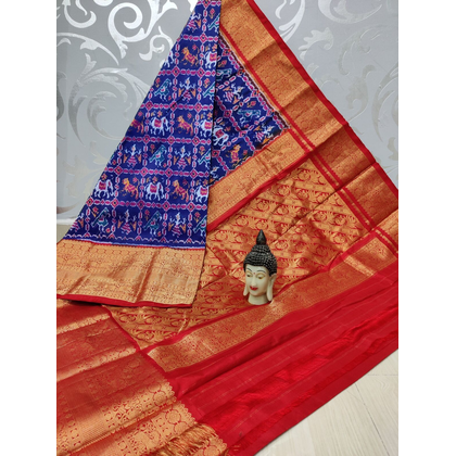 PSPHKBRS4O15FSDC12- Kanchi border Ikat silk saree