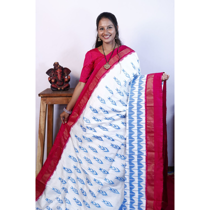 PRKSILWS4V04XZCC36- light weight Ikat silk saree