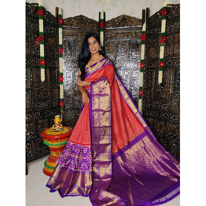 PSTHKBRS4V09FSDC05- Kanchi border Ikat silk saree