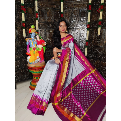 PRKSILWS4V27XEDC39- light weight Ikat silk saree