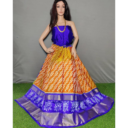 PSSIFSLG4V25SZCC37- Free Size Ikat Silk Lehenga