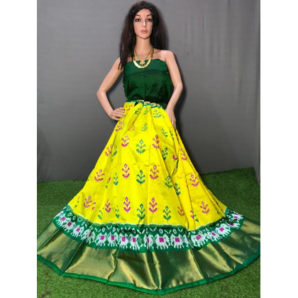 PGMRFSLG4V28SZCD34- Free Size Ikat Silk Lehenga