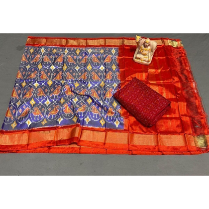 PSRGSDST4V28FFCD42- Ikat Silk dupatta with Ikat sico top