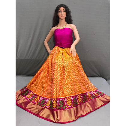 PSSIFSLG4V29SZCC08- Free Size Ikat Silk Lehenga