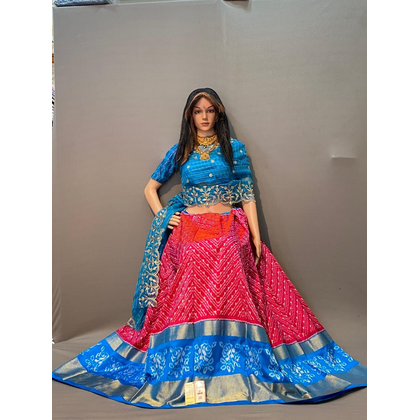 PSSIFSLG4V29SZCC24- Free Size Ikat Silk Lehenga