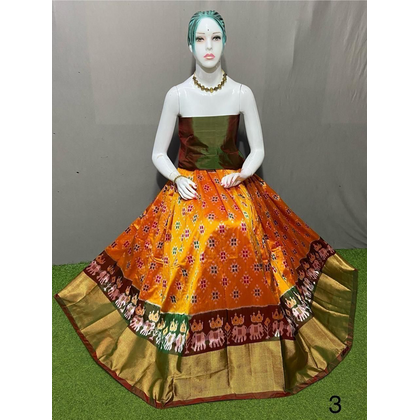 PSRGFSLG4D02SZDD12- Free Size Ikat Silk Lehenga