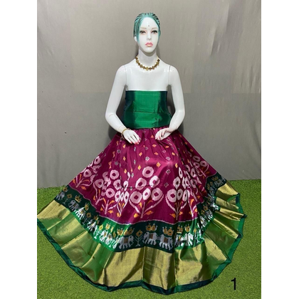 PSRGFSLG4D02SZDD40- Free Size Ikat Silk Lehenga