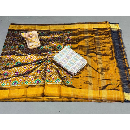 PSRGSDST4D04FFDC01- Ikat Silk dupatta with Ikat sico top