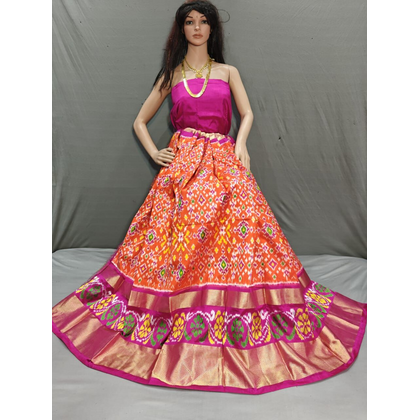 PSSIFSLG4D04SZCD28- Free Size Ikat Silk Lehenga