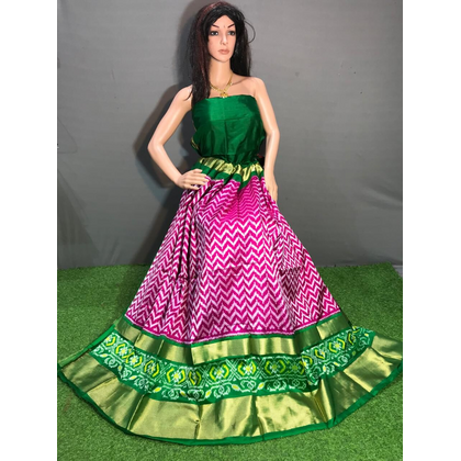 PSSIFSLG4D04SZCD46- Free Size Ikat Silk Lehenga