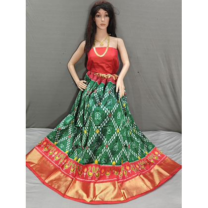 PGMRFSLG4D16SZCC26- Free Size Ikat Silk Lehenga