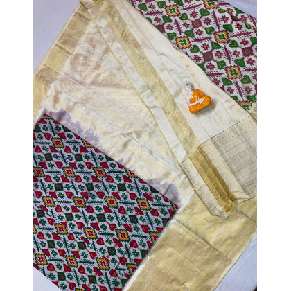 PGMRKBRS4D16FSCD13- Kanchi border Ikat silk saree