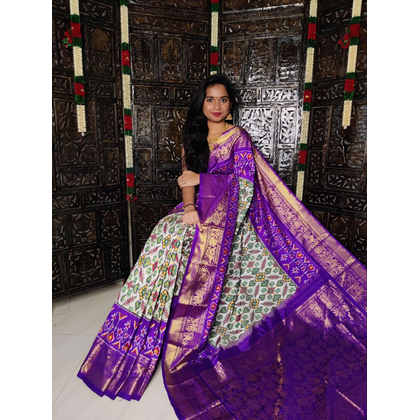 PGMRKBRS4D16FSCD26- Kanchi border Ikat silk saree