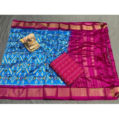 PSRGSDST4D14FFDC58- Ikat Silk dupatta with Ikat sico top