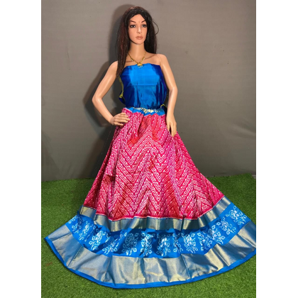 PSSIFSLG4D14SZDC36- Free Size Ikat Silk Lehenga