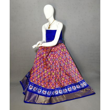 PRIHFSLG4D25SZCD20- Free Size Ikat Silk Lehenga