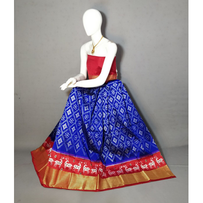 PRIHFSLG4D25SZCD34- Free Size Ikat Silk Lehenga