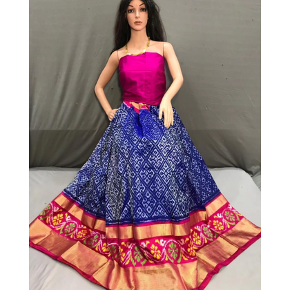 PSSIFSLG4D27SZCC58- Free Size Ikat Silk Lehenga