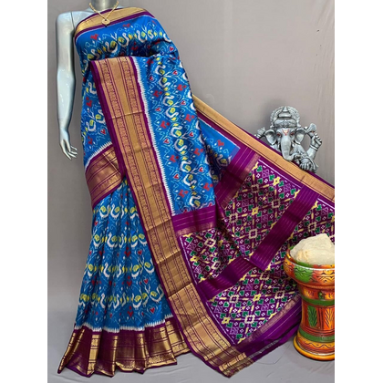 PSNTKBIP4D28CSCC02- Kanchi border Ikat silk saree