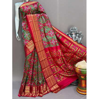 PSNTKBIP4D28CSCC20- Kanchi border Ikat silk saree