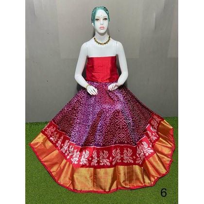 PSRGSLG4D28SZDC05- Free Size Ikat Silk Lehenga