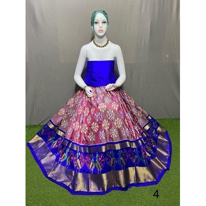 PSRGSLG4D28SZDC35- Free Size Ikat Silk Lehenga