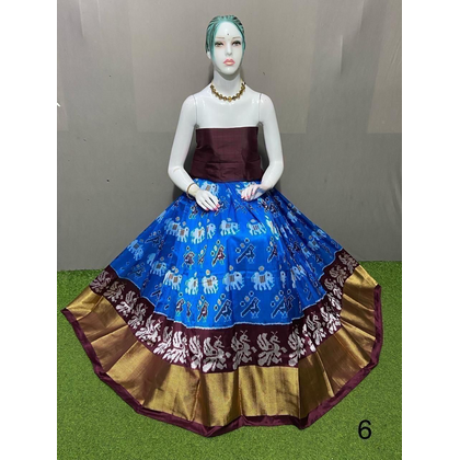 PSRGSLG4D28SZDC36- Free Size Ikat Silk Lehenga