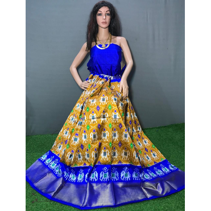 PGMRFSLG4D31SZDC17- Free Size Ikat Silk Lehenga