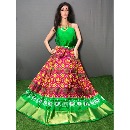 PGMRFSLG4D31SZDC33- Free Size Ikat Silk Lehenga