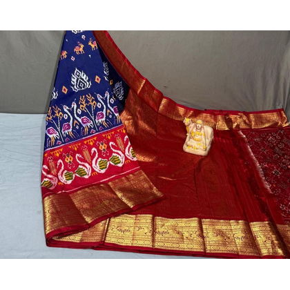 PSRGKBRS5J02FSDC14- Kanchi border Ikat silk saree