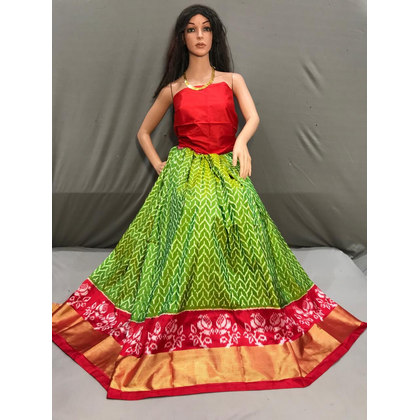 PSSIFSLG5J02SZDC58- Free Size Ikat Silk Lehenga