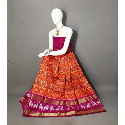 PRIHFSLG5J08SZCC10- Free Size Ikat Silk Lehenga