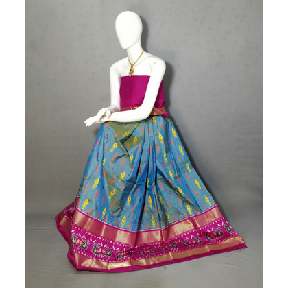 PRIHFSLG5J08SZCC17- Free Size Ikat Silk Lehenga