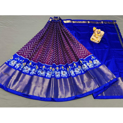 PSRGFSLG5J05SZCD13- Free Size Ikat Silk Lehenga