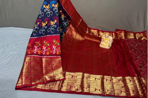 PSRGKBRS5J02FSDC02- Kanchi border Ikat silk saree