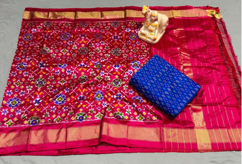 PSRGSDST4V10FFCD20- Ikat Silk dupatta with Ikat sico top