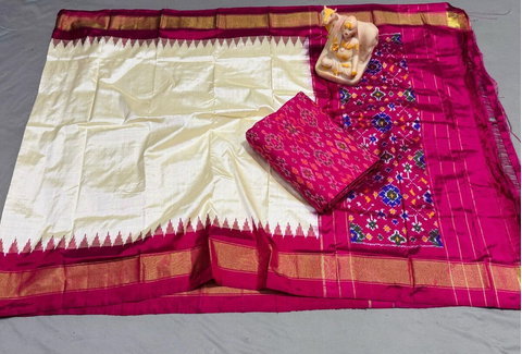 PSRGSDST4V10FFCD15- Ikat Silk dupatta with Ikat sico top