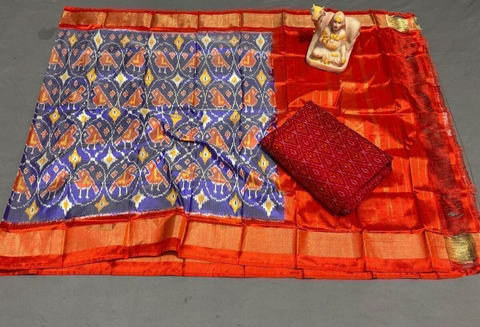 PSRGSDST4D14FFDC42- Ikat Silk dupatta with Ikat sico top