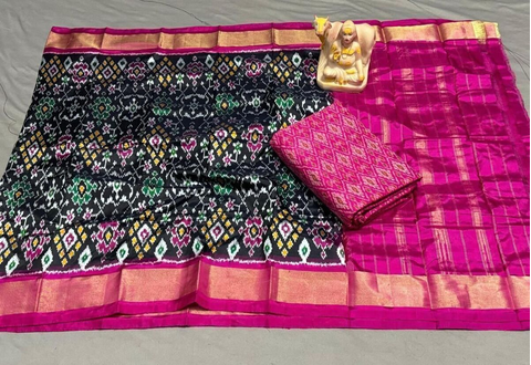 PSRGSDST4V10FFCD49- Ikat Silk dupatta with Ikat sico top