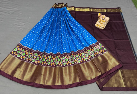 PSRGFSLG5J05SZCD22- Free Size Ikat Silk Lehenga