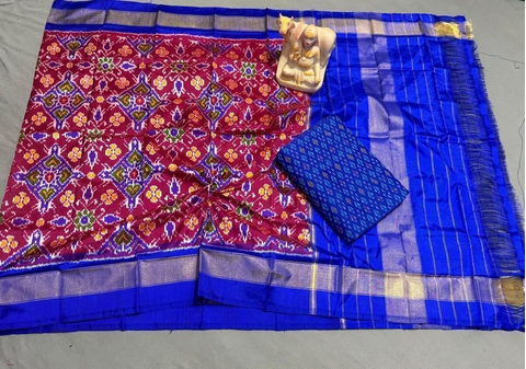 PSRGSDST4V10FFCD89- Ikat Silk dupatta with Ikat sico top