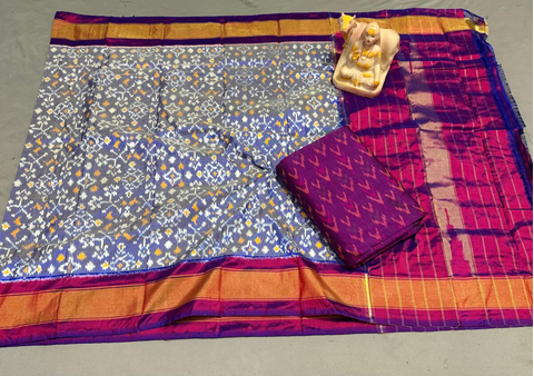 PSRGSDST4V05FFDC80- Ikat Silk dupatta with Ikat sico top