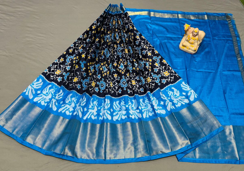 PSRGFSLG5J05SZCD25- Free Size Ikat Silk Lehenga