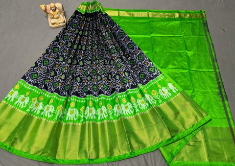 PSRGFSLG4O11SZCD26- Free Size Ikat Silk Lehenga