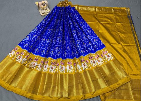 PSRGFSLG4O11SZCD22- Free Size Ikat Silk Lehenga