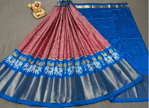 PSRGFSLG4O11SZCD06- Free Size Ikat Silk Lehenga