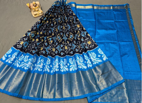 PSRGFSLG4O11SZCD09- Free Size Ikat Silk Lehenga