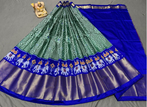 PSRGFSLG4O11SZCD25- Free Size Ikat Silk Lehenga