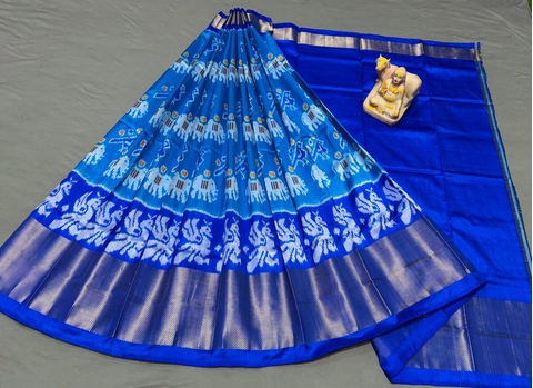 PSRGFSLG5J05SZCD26- Free Size Ikat Silk Lehenga